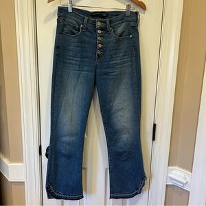 Veronica Beard Carolyn High Rise Baby Bootcut Button Fly Cropped Jeans 29 8